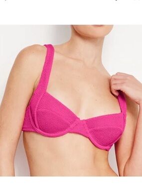 Good American always fits Demi Vibrant Fuchsia swim bikini top 2XL NWT textured